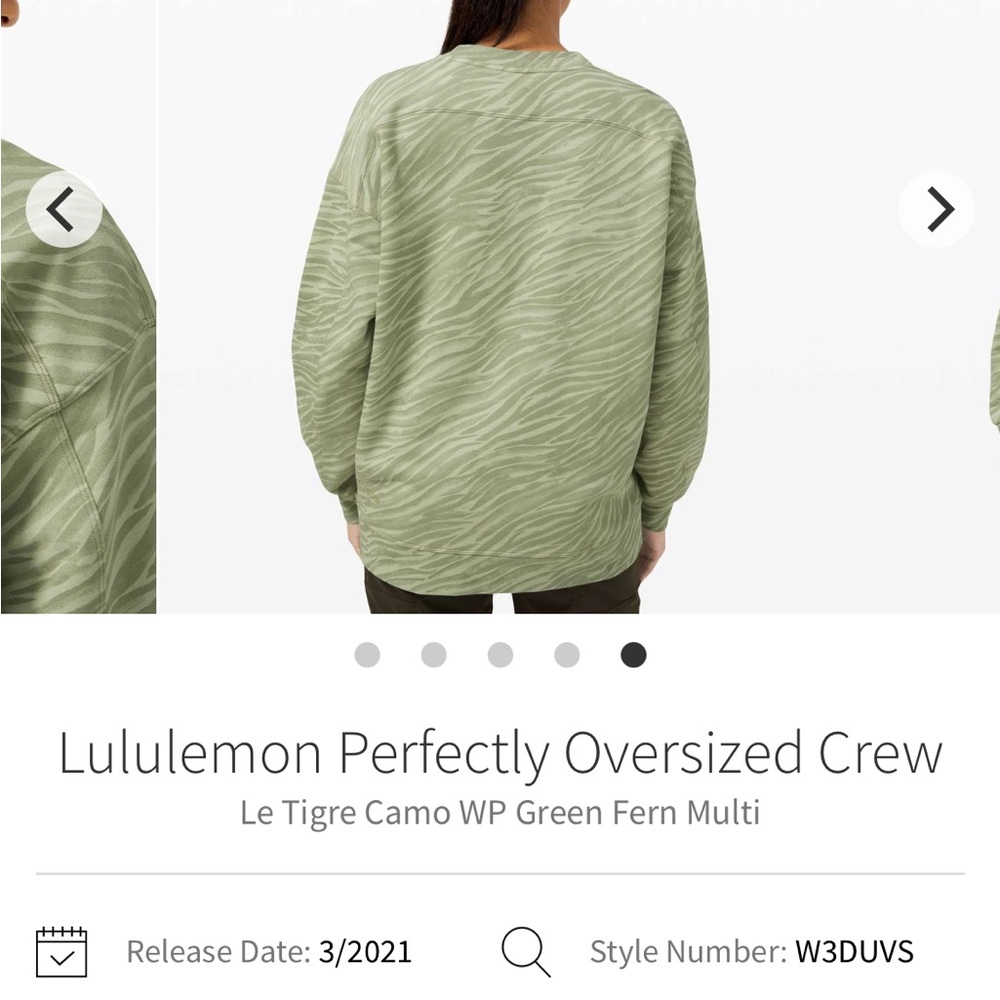 Lululemon Perfectly Oversized Crew Le Tigre camo WP green fern multi size 2 - Picture 8 of 9
